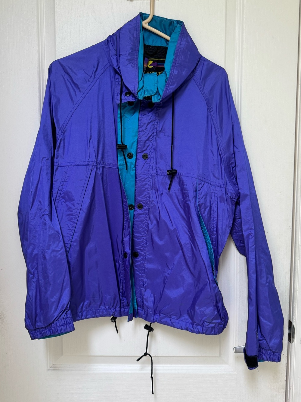 Vintage Purple Windbreaker Jacket with Teal Lining